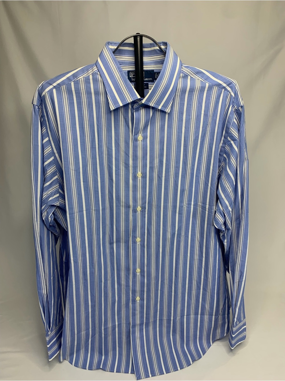 Polo by Ralph Lauren Blue and White Vertical Stripe Dress Shirt